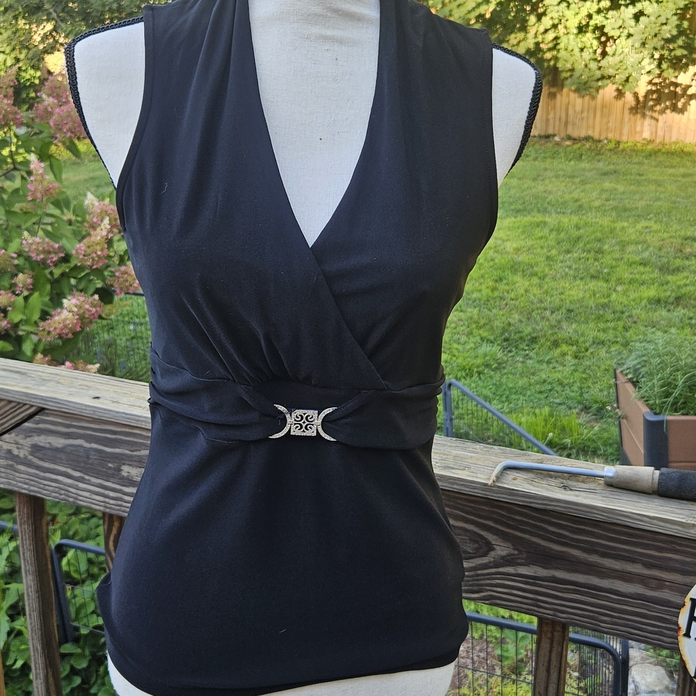 White House Black Market Black Sleeveless Blouse